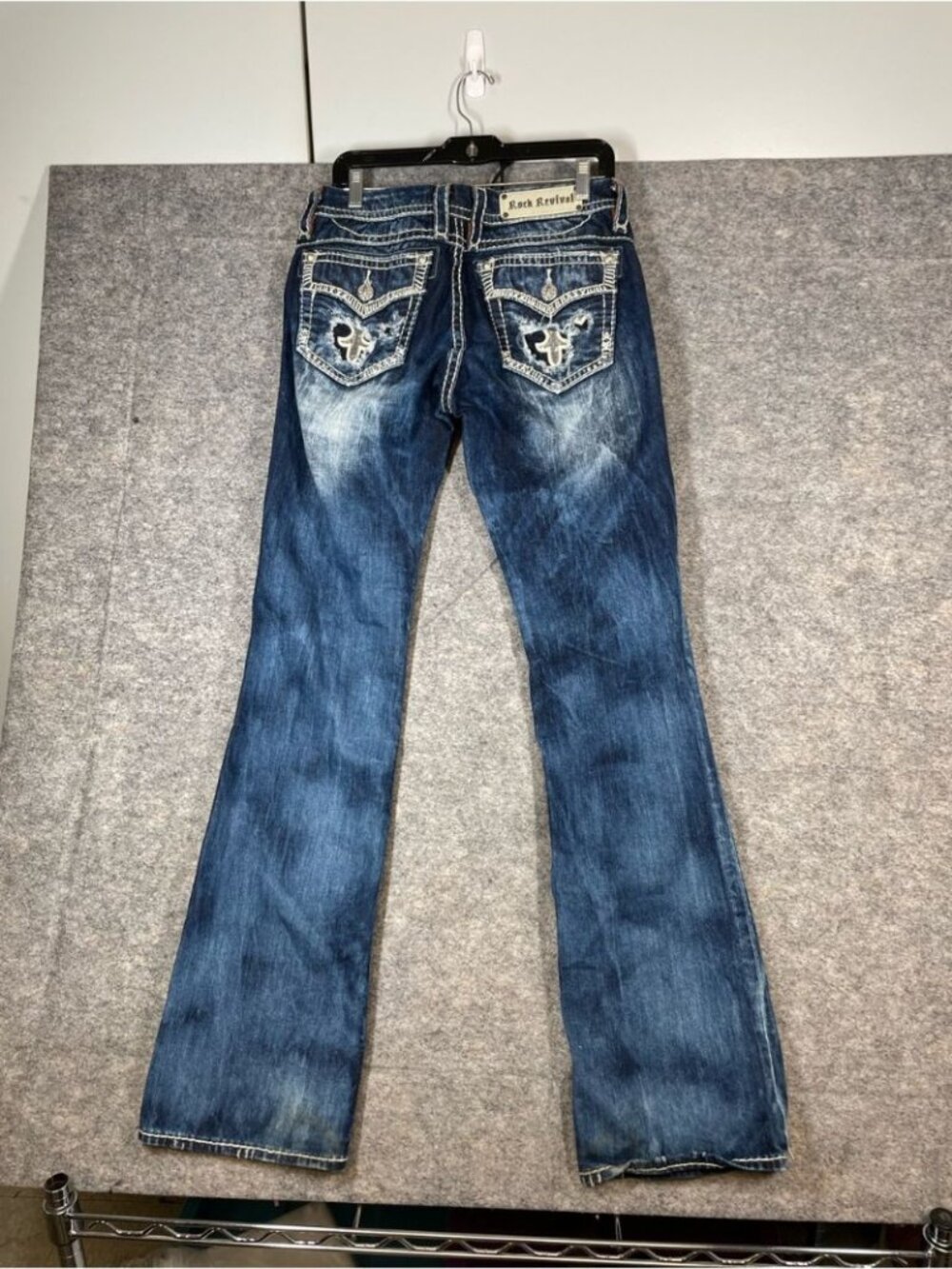 Rock Revival Gloria Boot Jeans Blue 31 Y2K Western Distressed Denim Festival - Picture 13 of 16